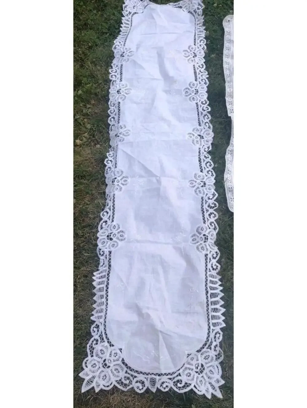 8pc Vintage Eyelet Lace Cutwork Linen Table Runner Lot Cottagecore Shabby Chic